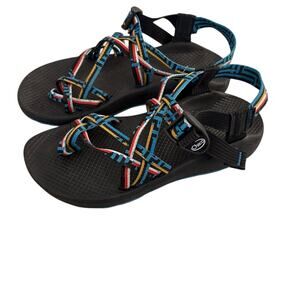 Chaco Women's Black Sandals with Multicolor Webbing